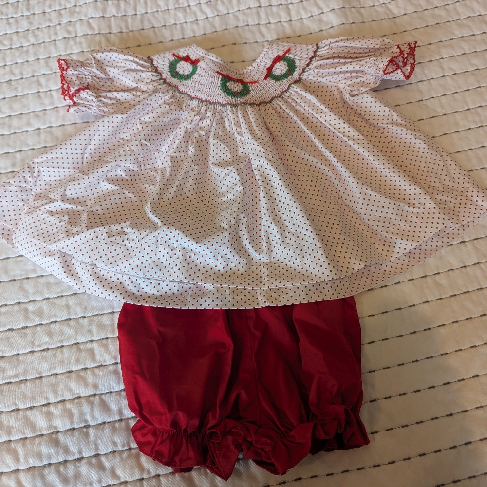 Classic White and Red Polka Dot Christmas Diaper Set
